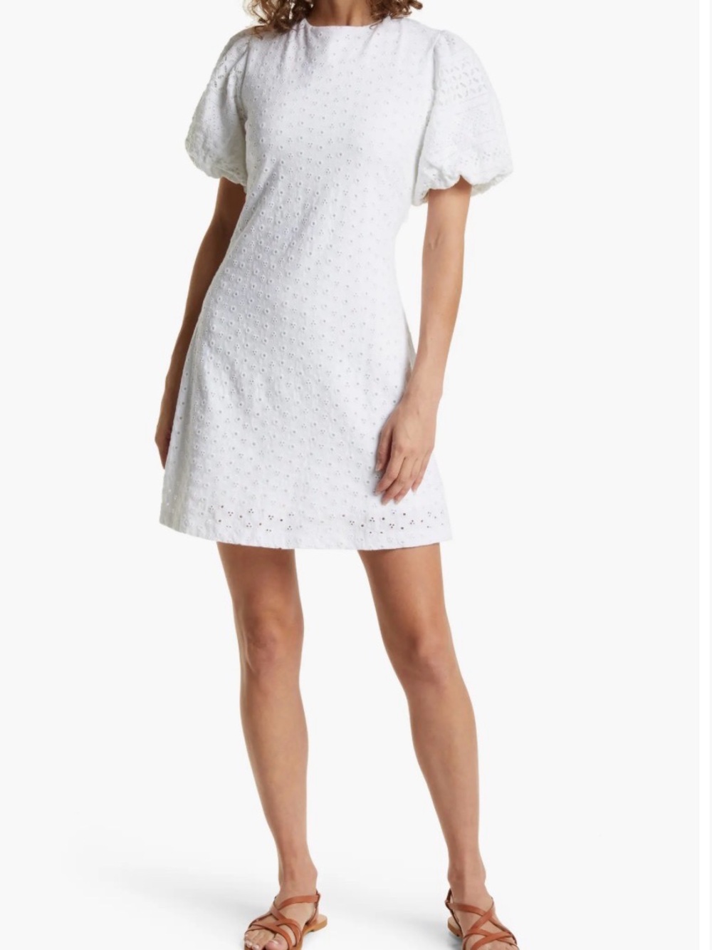 Free People Apricot Rose Puff Sleeve Eyelet Dress